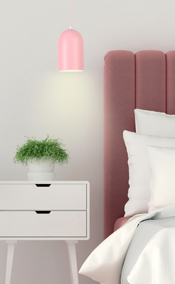 Lampa wisząca Oss Ledea różowa metalowa pojedyncza do salonu E27