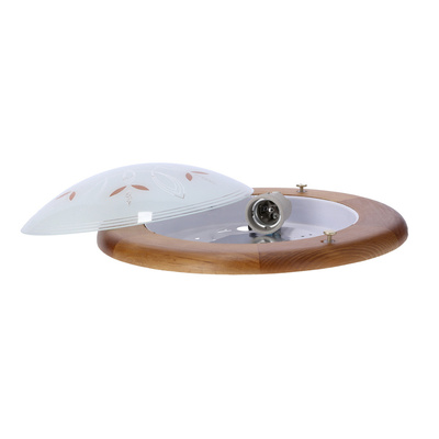 Plafon Rustica okrągły drewniany 30 cm dąb brązowy E27 do salonu