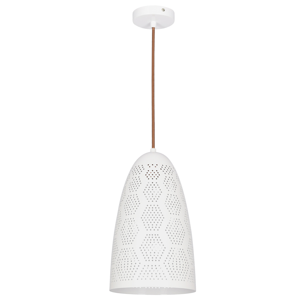 Lampa wisząca Bene biała ażurowa pojedyncza do kuchni i jadalni E27