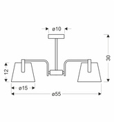 Lampa sufitowa Amberg z abażurami 3-punktowa do jadalni