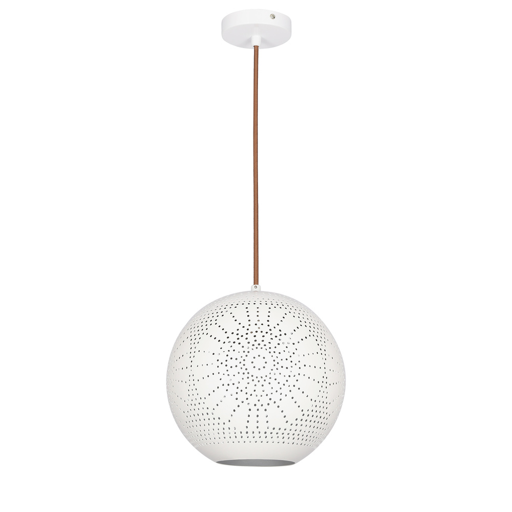 Lampa wisząca Bene kula ażurowa metalowa biała do salonu 1xE27