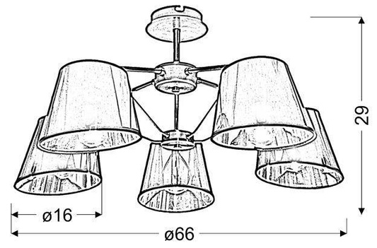 Lampa sufitowa Cortez z abażurami 5-punktowa do salonu