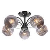 Lampa wisząca Cromat metalowo-szklana 5-punktowa z grafitowymi kloszami