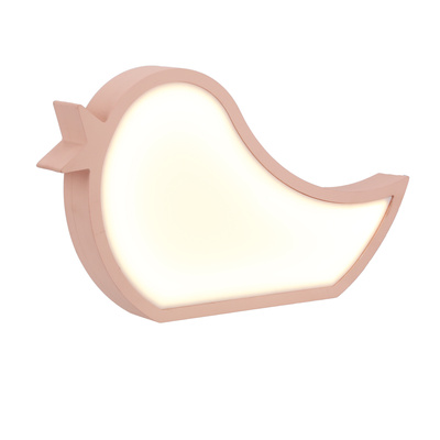 Lampka Bird do pokoju dziecięcego lampka nocna LED ptaszek różowa