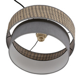 Lampa wisząca z abażurem Karrara czarna do salonu tkaninowy abażur beżowo-szary