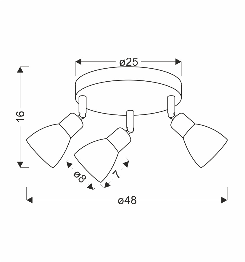 Lampa sufitowa Costa okrągła ze szklanymi kloszami 3-punktowa do kuchni