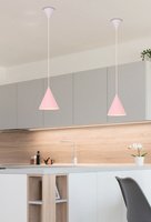 Lampa wisząca Voss Ledea stożek różowo-biały metalowa pojedyncza do kuchni