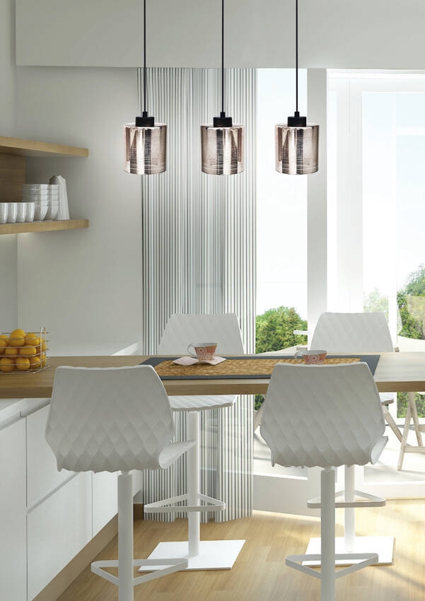 Lampa wisząca Cox potrójna szklane klosze chromowe do jadalni E27