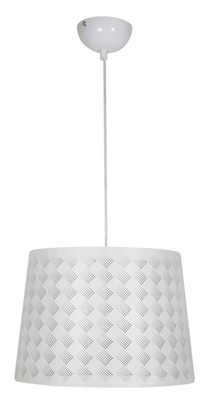 Lampa wisząca z abażurem Orlando biała nowoczesna pojedyncza do salonu