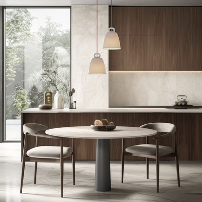 Lampa wisząca SEWILLA biała - z ceramicznym kloszem - skandynawska lampa do kuchni i jadalni