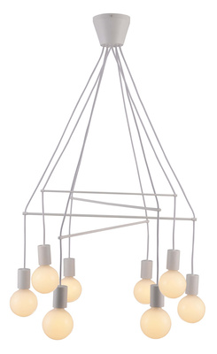 Lampa wisząca Alto biała matowa 8-punktowa loft do salonu dwuobwodowa E27