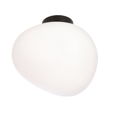 Lampa sufitowa STONES inspirowana kamieniem - designerski plafon z mlecznym kloszem 20 cm – oświetlenie salonu, łazienki, korytarza E27