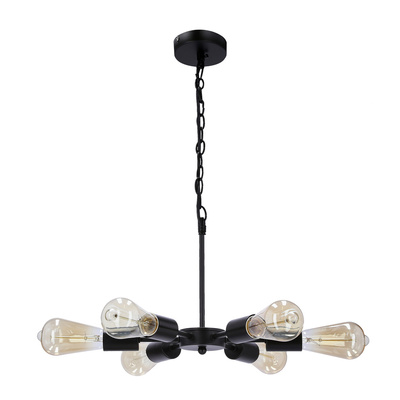 Lampa wisząca Sparta metalowa czarno-srebrna 6-punktowa do salonu E14