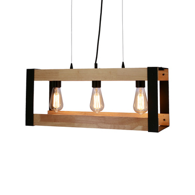 Lampa wisząca Varna drewniana czarna potrójna nad stół 3xE27 industrialna