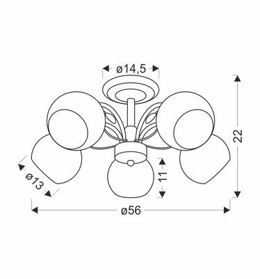 Lampa sufitowa Graphite ze szklanymi kloszami 5-punktowa do salonu