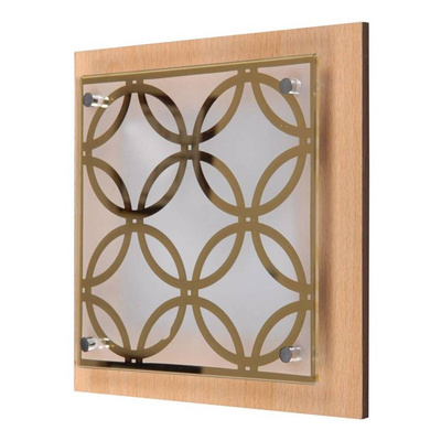Plafon Planta kwadratowy 24x24 cm drewno szkło brązowy E27 60W