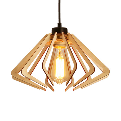 Lampa wisząca Eco 6 drewniana z abażurem pojedyncza do salonu E27