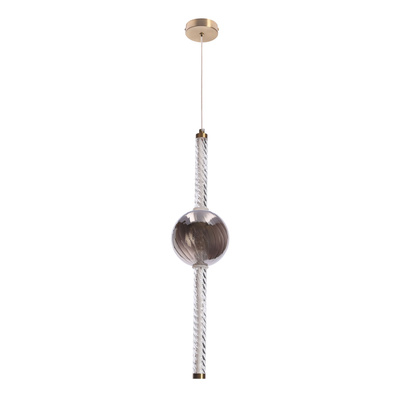 Lampa wisząca Kelly szklana złota z kloszem dymionym LED 8W 2700K do salonu