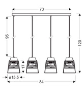 Lampa wisząca Fresno potrójna szklane klosze czarno-złota do jadalni E27