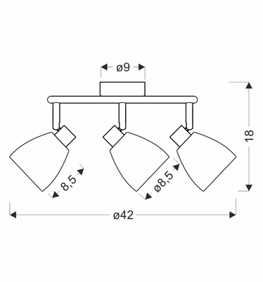 Lampa sufitowa Jeffrey okrągła ze szklanymi kloszami 3-punktowa metalowa
