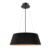 Lampa wisząca Umbria do salonu czarno-drewniana z kloszem LED 24W