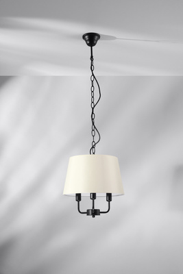 Pasteri lampa wisząca czarny matowy 3x40w e14 abażur beżowy 31-01351