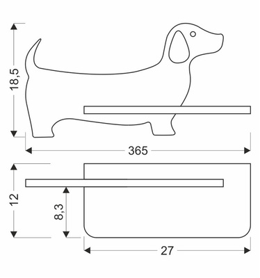 Kinkiet Dog dziecięcy z półką LED do pokoju dziecka z włącznikiem