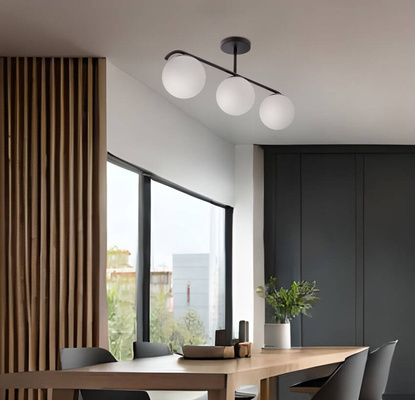 Lampa sufitowa Amadeo listwa ze szklanymi kloszami 3-punktowa
