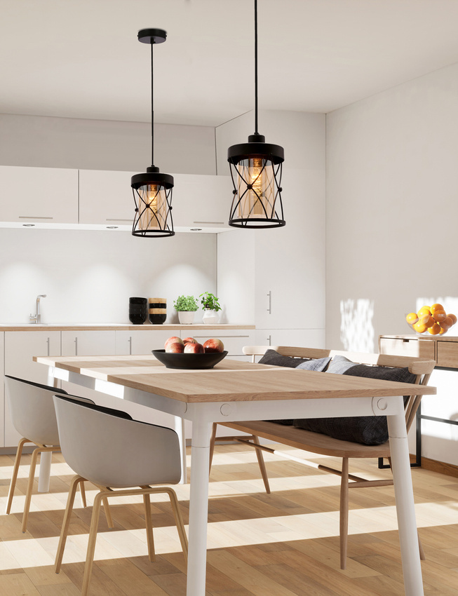 Agar lampa wisząca czarny E27 klosz bursztynowy 31-09579