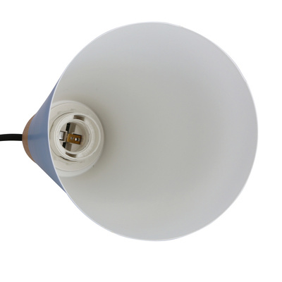 Lampa wisząca Faro niebieska metalowa z drewnem pojedyncza do kuchni E27