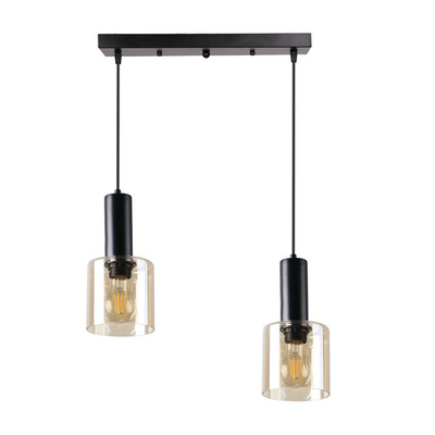 Lampa wisząca Isar podwójna do jadalni nad stół z kloszem bursztynowym E27