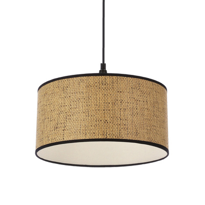Anaka Lampa Wisząca Czarny 1X40W E27 Abażur Plecionka Beżowo-Brązowa