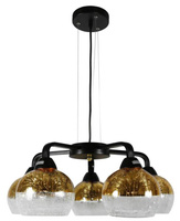 Lampa wisząca Cromina kula szklana czarno-złota 5-płomienna do salonu