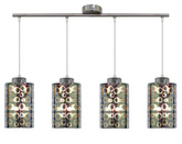 Lampa wisząca Nocturno szklana tuba chrom na belce 4-płomienna do jadalni