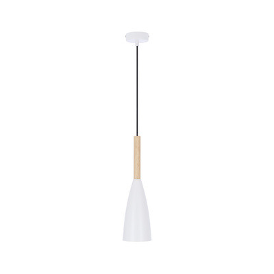 Lampa wisząca Trosa Ledea biała z drewnem pojedyncza do kuchni E27