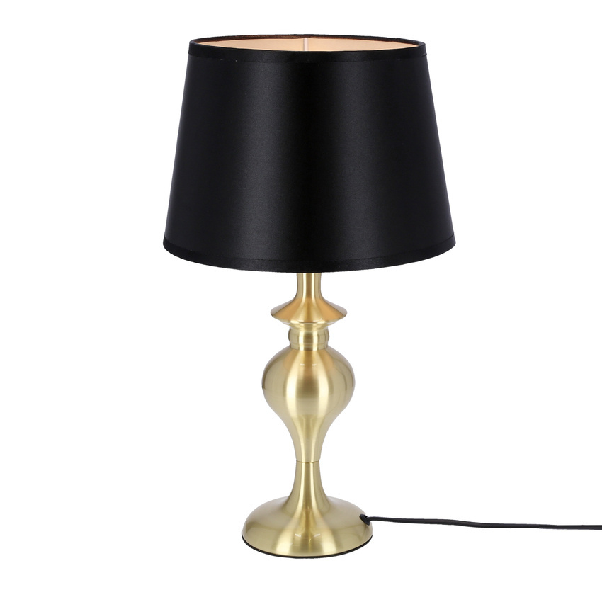 Lampka nocna Prima metalowa złota z czarnym abażurem E27
