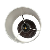 Lampka nocna Iner brązowa ceramiczna z abażurem klasyczna E14