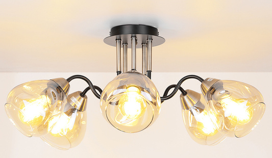 Lampa sufitowa Unica ze szklanymi kloszami 5-punktowa do salonu