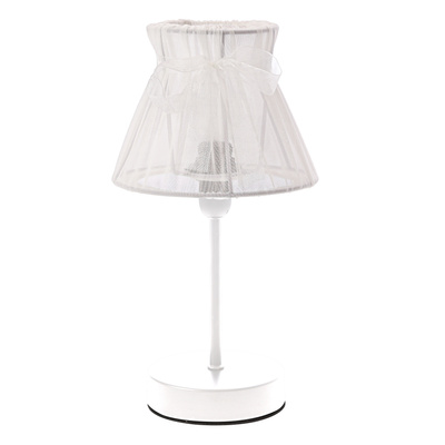 Lampka nocna Sigalea z białym abażurem organza do sypialni salonu E14