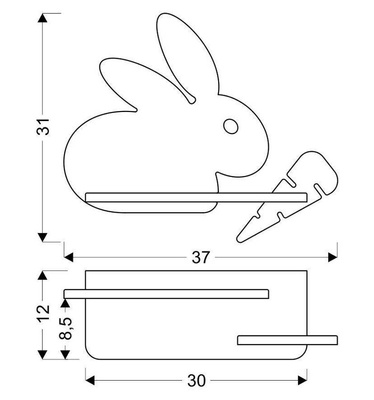 Kinkiet Rabbit IQ Kids do pokoju dziecięcego z półką LED 5W szary biały