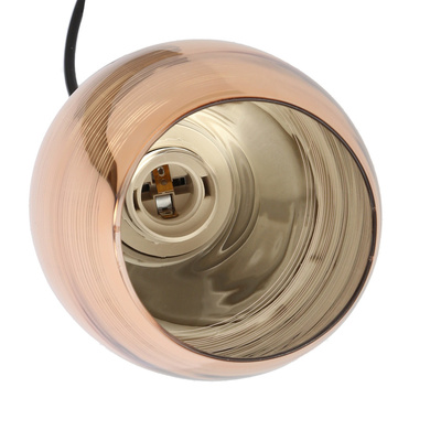 Lampa wisząca Marina szklane lustrzane klosze miedziane potrójna do jadalni