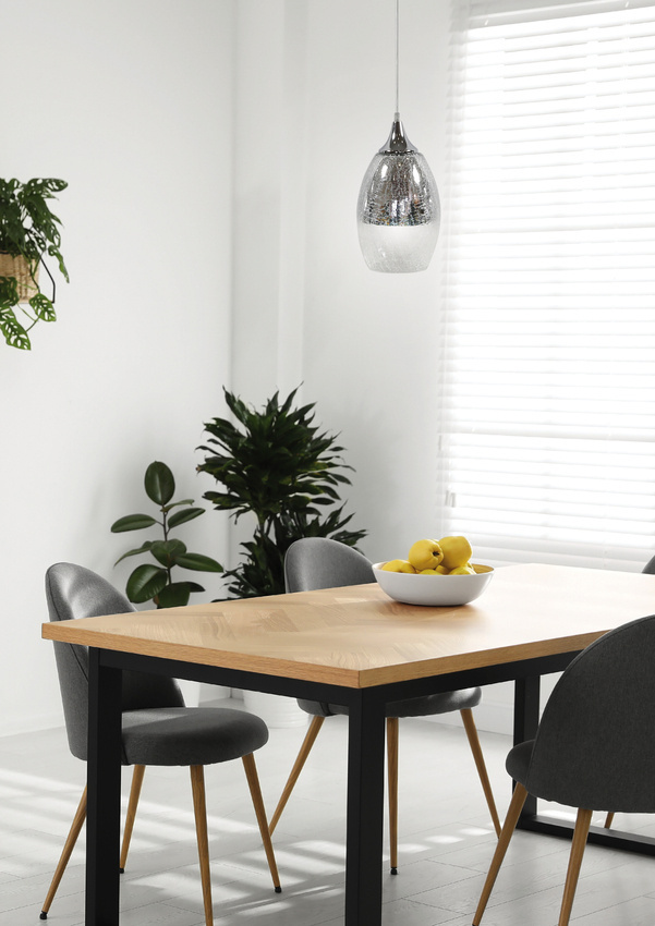 Lampa wisząca Celia szklana regulowana srebrna do salonu 1xE27 Candellux