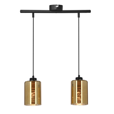 Lampa wisząca Cox szklana podwójna do jadalni nad stół E27 czarno złota