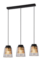 Lampa wisząca Fresno potrójna szklane klosze czarno-złota do jadalni E27