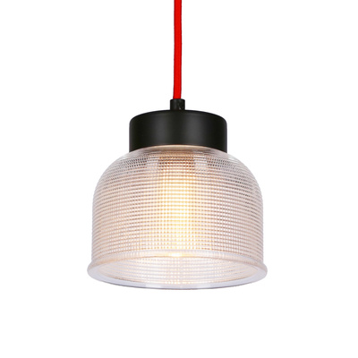 Lampa wisząca Liverpool Ledea szklana klosz 15 cm czerwony kabel 1xE27 do kuchni