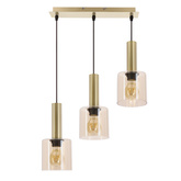 Lampa wisząca Alberto potrójna szklane klosze bursztynowe złota do salonu E27