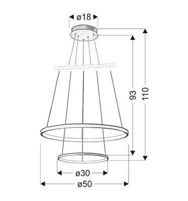 Lampa wisząca Lune okrągła chrom LED podwójna do salonu 50 cm metal
