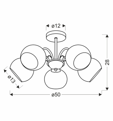 Lampa sufitowa NESTOR ze szklanymi kloszami 5-punktowa do salonu