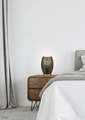 Lampka nocna Venus metalowa ażurowa czarno-złota E14