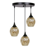 Lampa wisząca Aspa potrójna szklane klosze kula czarno brązowa do jadalni E27